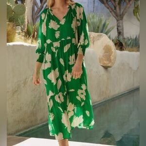 Anthropologie Velvet by Graham & Spencer Luella Floral Printed Long Midi Dress